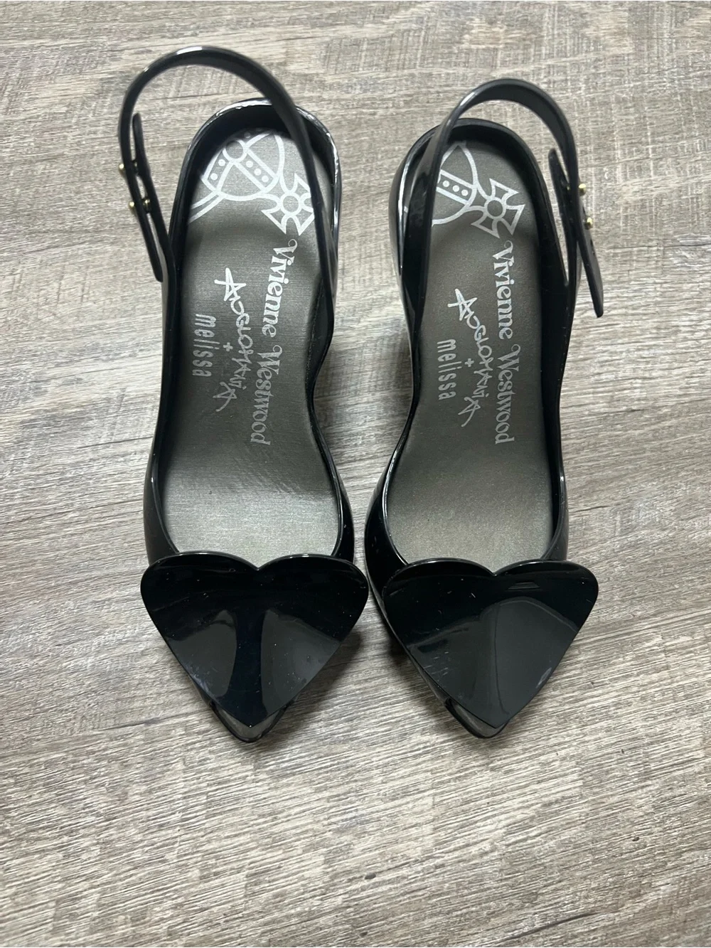 [Vivienne Westwood Anglomania Melissa] Black Heart Slingback Pumps
